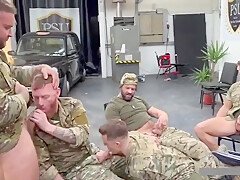 Military group blowjob cum loads
